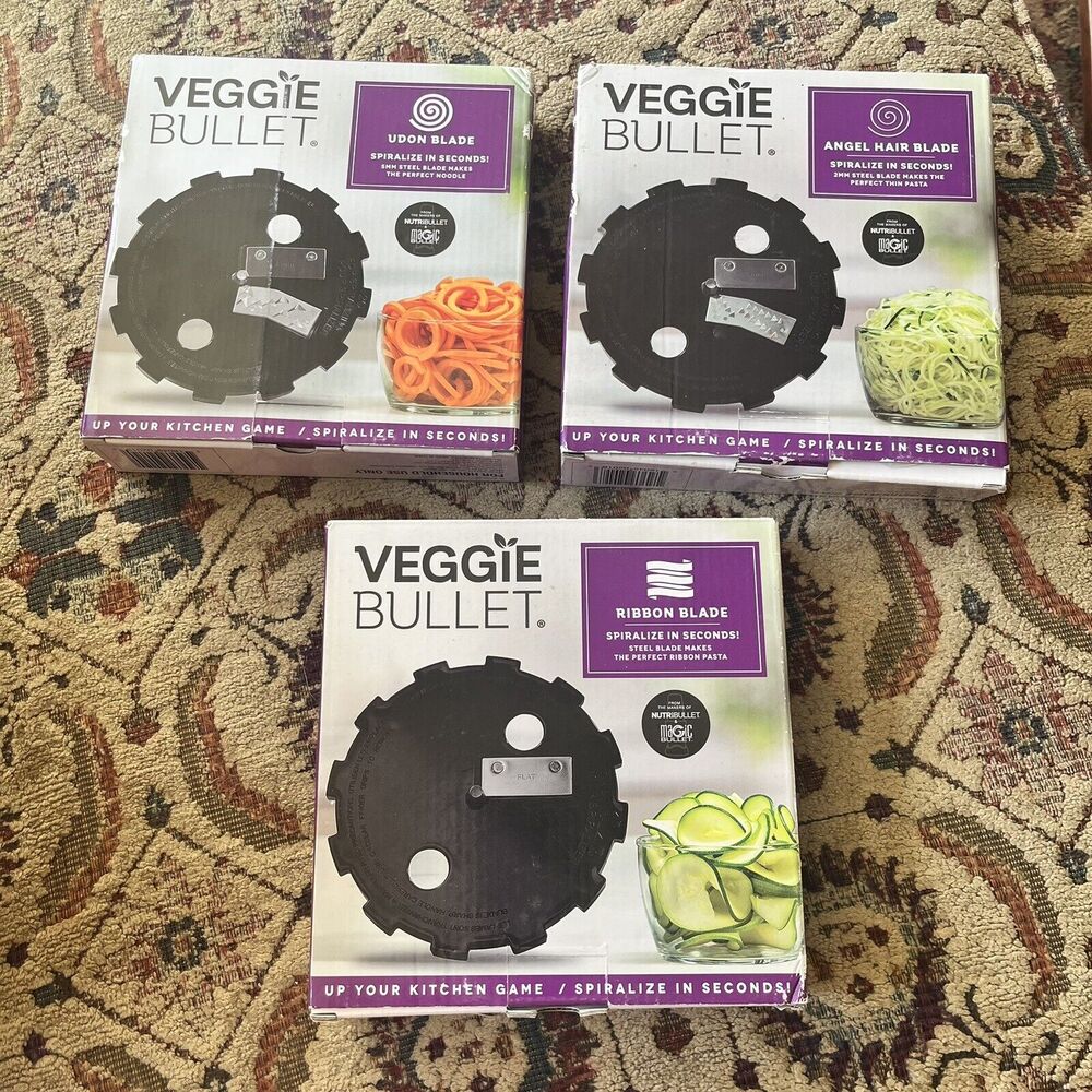 Veggie Bullet NIB Lot of 3 Blades Udon | Angel Hair | Ribbon Blade NEW